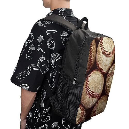 Old Vintage Baseball Travel Backpack Casual 17 Inch Large Daypack Shoulder Bag with Adjustable Shoulder Straps