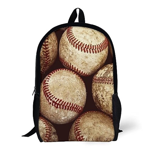 Old Vintage Baseball Travel Backpack Casual 17 Inch Large Daypack Shoulder Bag with Adjustable Shoulder Straps