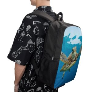 Sea Turtle Travel Backpack Casual 17 Inch Large Daypack Shoulder Bag with Adjustable Shoulder Straps