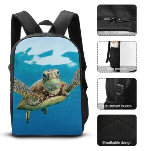 Sea Turtle Travel Backpack Casual 17 Inch Large Daypack Shoulder Bag with Adjustable Shoulder Straps