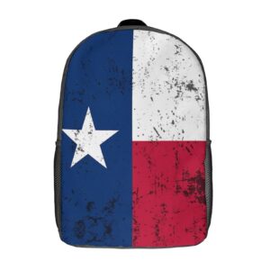 retro texas state flag travel backpack casual 17 inch large daypack shoulder bag with adjustable shoulder straps