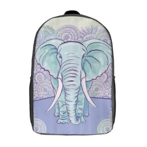watercolor elephant travel backpack casual 17 inch large daypack shoulder bag with adjustable shoulder straps