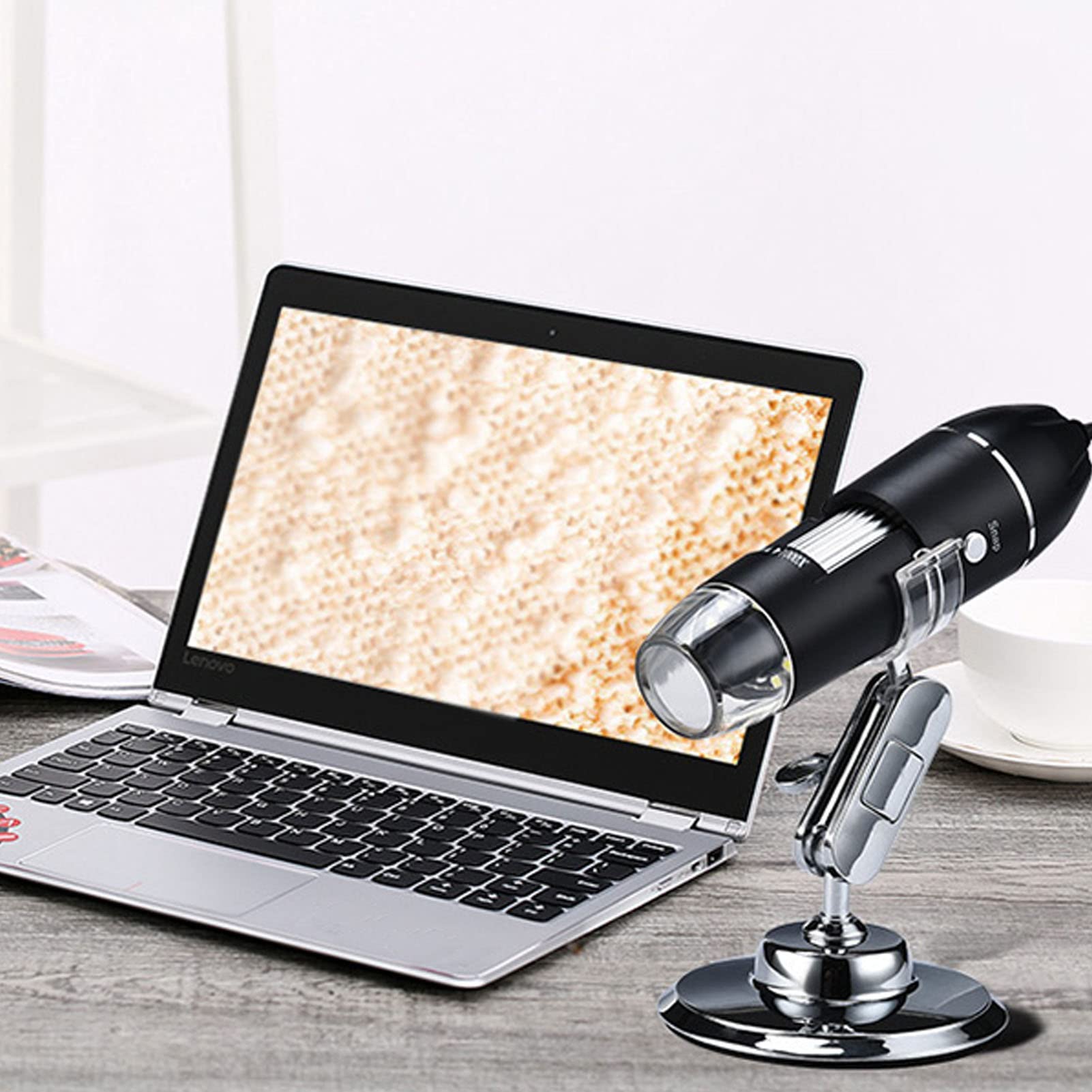 Digital Microscope Handheld Portable USB Microscope Camera with 8 LED Lights for Home, Clear Observation, Metal Bracket, Long Endurance, Portable, Widely Applicable