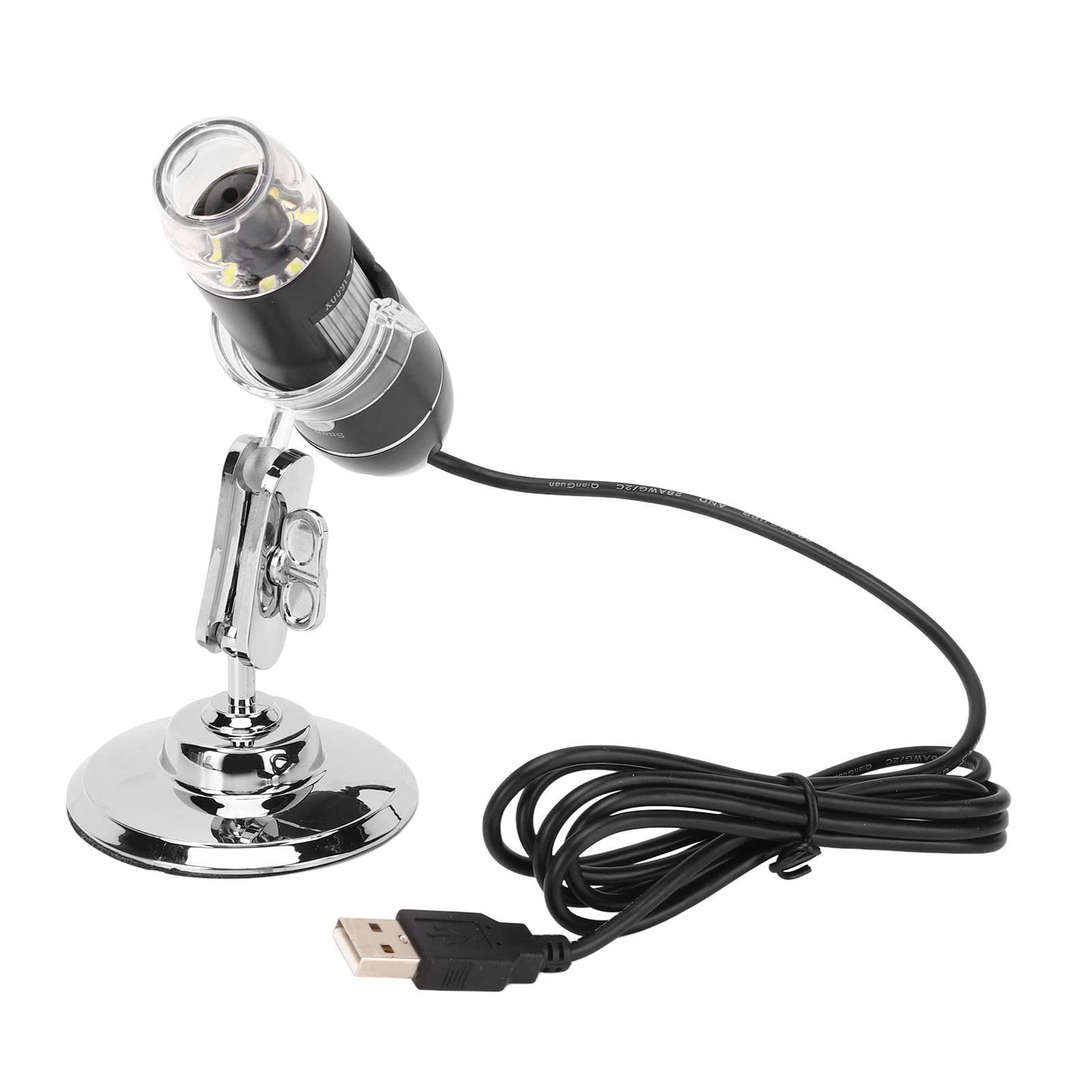 Digital Microscope Handheld Portable USB Microscope Camera with 8 LED Lights for Home, Clear Observation, Metal Bracket, Long Endurance, Portable, Widely Applicable