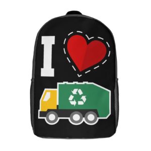 i love garbage trucks travel backpack casual 17 inch large daypack shoulder bag with adjustable shoulder straps