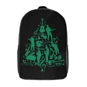 music christmas tree travel backpack casual 17 inch large daypack shoulder bag with adjustable shoulder straps