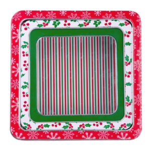 Steel Mill & Co Square Tin Containers with Lids, 3 Pack Christmas Cookie Tins, Festive Cookie Tins for Gift Giving & Holiday Treats, Metal Box Nesting Containers, Large Medium Small, Snowflake