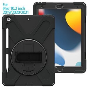 Tablet Keyboard Cases 360 Degree Rotating Stand Tablet Cases Convenient Shockproof Replacement (Black)