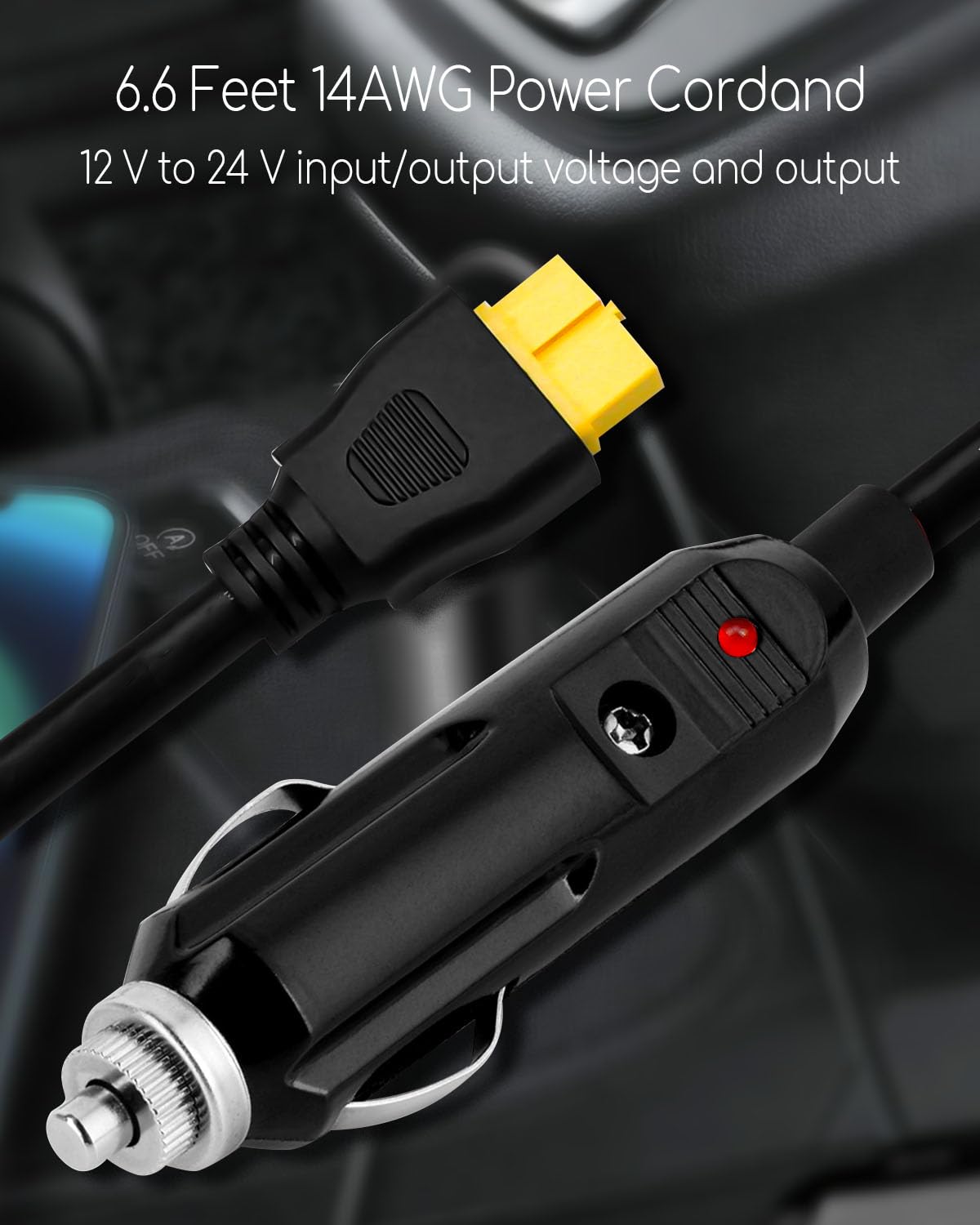 12V/24V Car Charger Cable Fit for Ecoflow Delta River Series Bluetti EB55 Anker 757 767 More XT60 Connector Multifunctional Portable Charging Cable