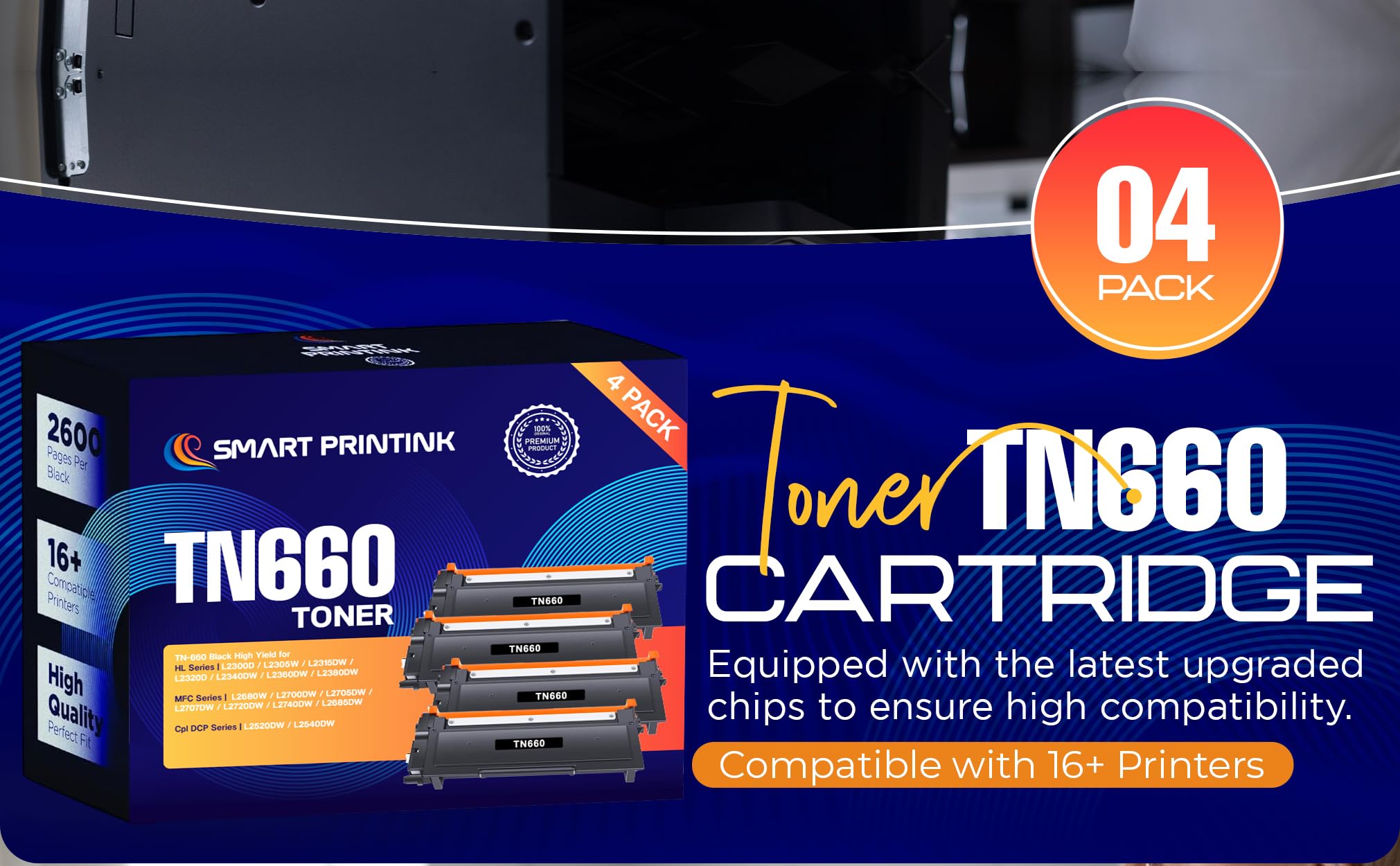 Smart Printink TN660 Toner Cartridge (4 Packs)