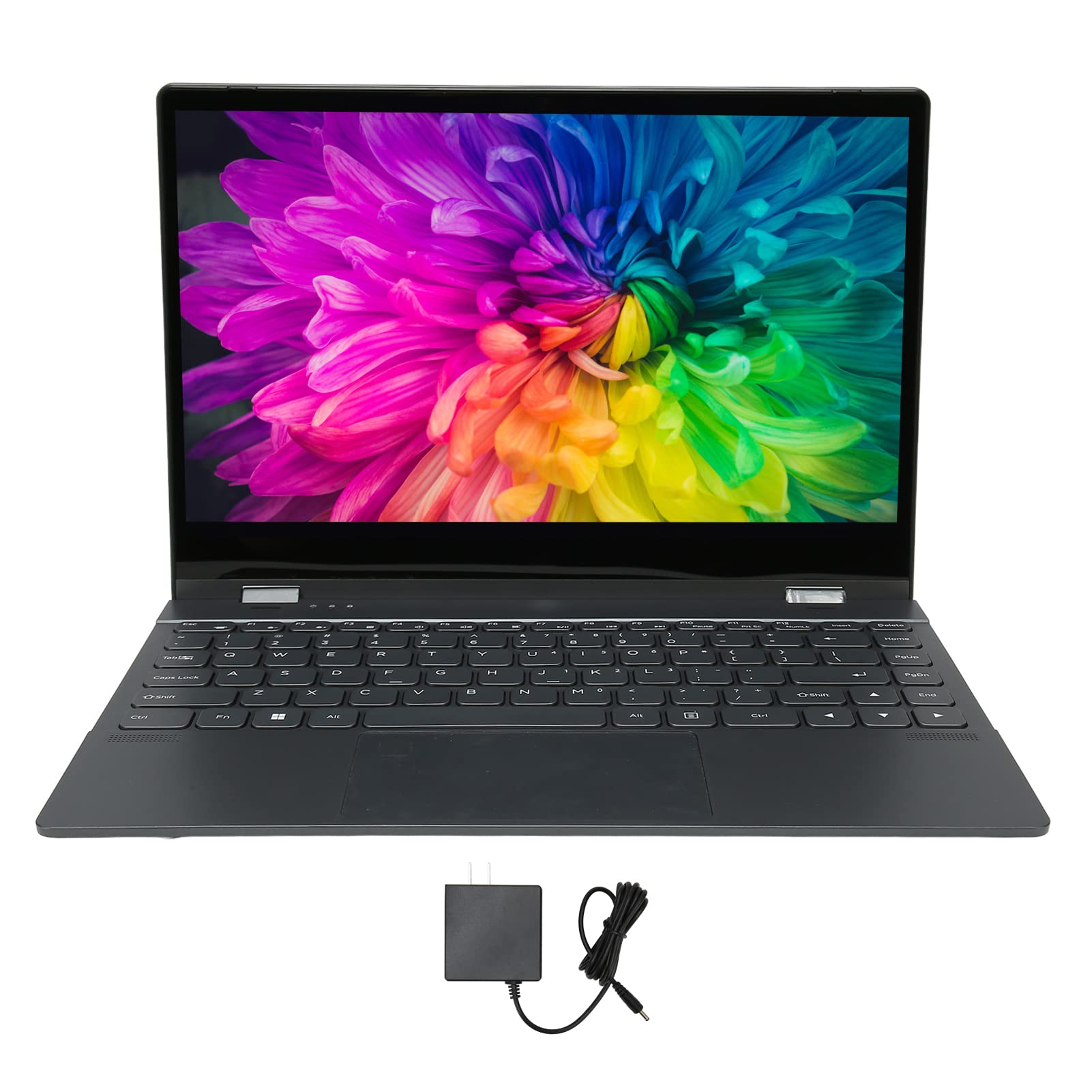 14.1 Inch Laptop Support 4K Four Modes 360 Degree Flip 100-240V 3840x2160 Resolution Laptop 12GB RAM Fingerprint Unlock for Windows 10 11 (US Plug 256GB)