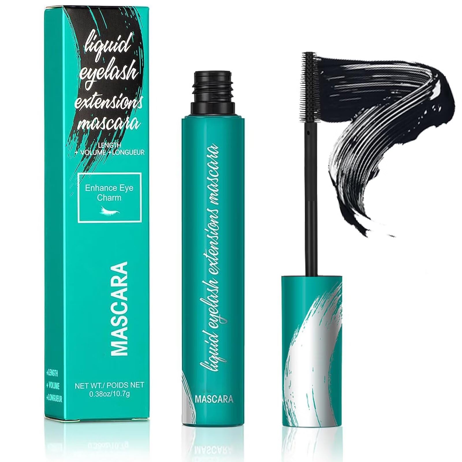 NexMe Mascara Liquid Extension Lashes,Black Mascara for Natural Lengthening and Thickening Effect,Natural No Clumping Smudging Lasting All Day(Black 0.38 oz/10.7g)