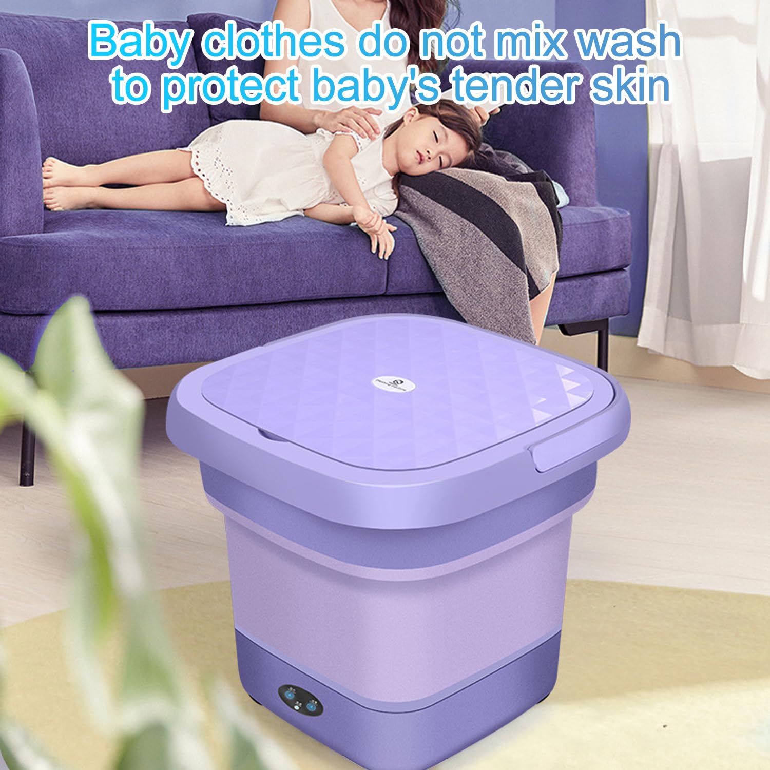 9.0L Portable Washing Machine, High Capacity Mini Washer with 3 Modes Deep Cleaning Half Automatic Washt, Foldable Washing Machine with Soft Spin Dry for Socks, Baby Clothes, Towels, Delicate Items