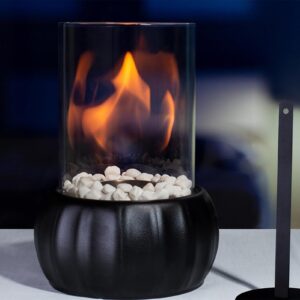 indoor/outdoor portable pumpkin tabletop fire pit fireplace - ethanol ventless mini fireplace long time burning smokeless odorless(black)