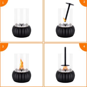 Indoor/Outdoor Portable Pumpkin Tabletop Fire Pit Fireplace - Ethanol Ventless Mini Fireplace Long Time Burning Smokeless Odorless(Black)