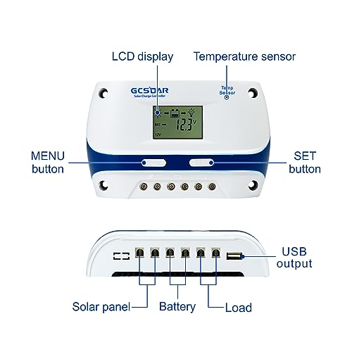 GCSOAR Solar Charge Controller PWM,30A,12V/24V,with LCD Display,Suitable for Sealed, Gel, Flooded Battery,Used in RVs, Trailers, Boats, Yachts,Home Use,Farm