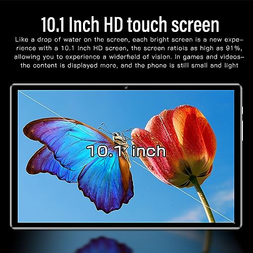 4G LTE 10.1 Inch Tablet, 8GB RAM 256GB ROM, FHD Display 4G LTE Gaming Tablet PC, Octa Core CPU, Dual SIM Dual Standby, for Android 12 (US Plug)