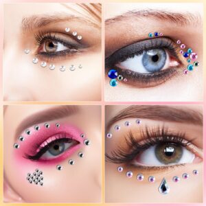 Sifniea 8 Sheets Face Gems Face Jewels Stick On Face Rhinestones, Self Adhesive Rhinestones Pearls Stickers for Makeup, Eye Gems Hair Gems Body Jewels for Face, Festival, Crafts, Nail Decorations