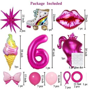 20 pcs Hot Pink Foil Mylar Balloons Set for Pink Princess Doll Theme Party Girl 6th Birthday Decorations