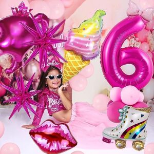 20 pcs Hot Pink Foil Mylar Balloons Set for Pink Princess Doll Theme Party Girl 6th Birthday Decorations