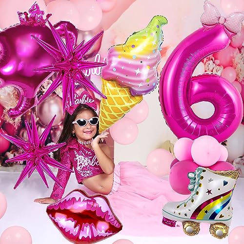 20 pcs Hot Pink Foil Mylar Balloons Set for Pink Princess Doll Theme Party Girl 6th Birthday Decorations