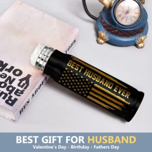 Best Husband Ever 17oz Stainless Steel Black Bullet Tumbler - Gifts for Him, Husband Gifts from Wife - Gifts for Husband for Anniversary, Husband Birthday Gift, Husband Christmas Gifts