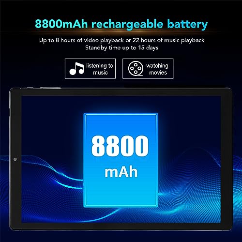 Airshi 10.1 Inch 2 in 1 Tablet, 6GB 128GB HD Tablet 1960x1080 for Study (US Plug)