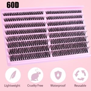DIY Eyelash Extension Kit with 320 Pcs 60D Lash Clusters, Bond and Seal and Lash Applicator Tool 9-16mm Mix D Curl Individual Lashes Kit for Beginners Self Application DIY at Home, by Kmilro