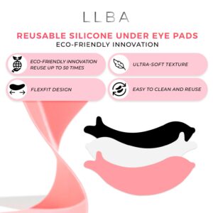 LLBA Reusable Eye Pads, Silicone Under Eye Patches Lash Lift Cover Eyelash Extension | Soft Pads for Sensitive Skin during Eyelash Perm Lamination & Lash Extensions Remover (Style 2, White)