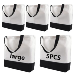 okba 5 pcs sublimation tote bags,polyester tote bags for sublimation, blank canvas tote bags for diy crafting and decorating 15 * 18.5 * 4 in