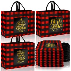 clysee 36 pcs extra large christmas gift bags reusable tote bags with handles non woven christmas shopping bags waterproof xmas grocery shopping totes for holiday party 16.9 x 6.7 x 12.6 inches