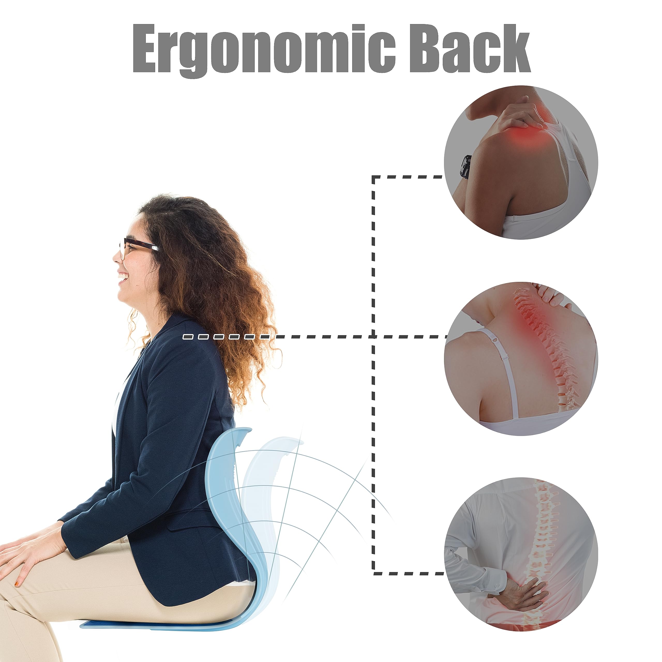 OLYDON Back Support Office Chair - Posture Correction & Lower Back Pain Relief - Ergonomic Back Support Pillow for Office Chair, Couch, Floor Seat and Work from Home