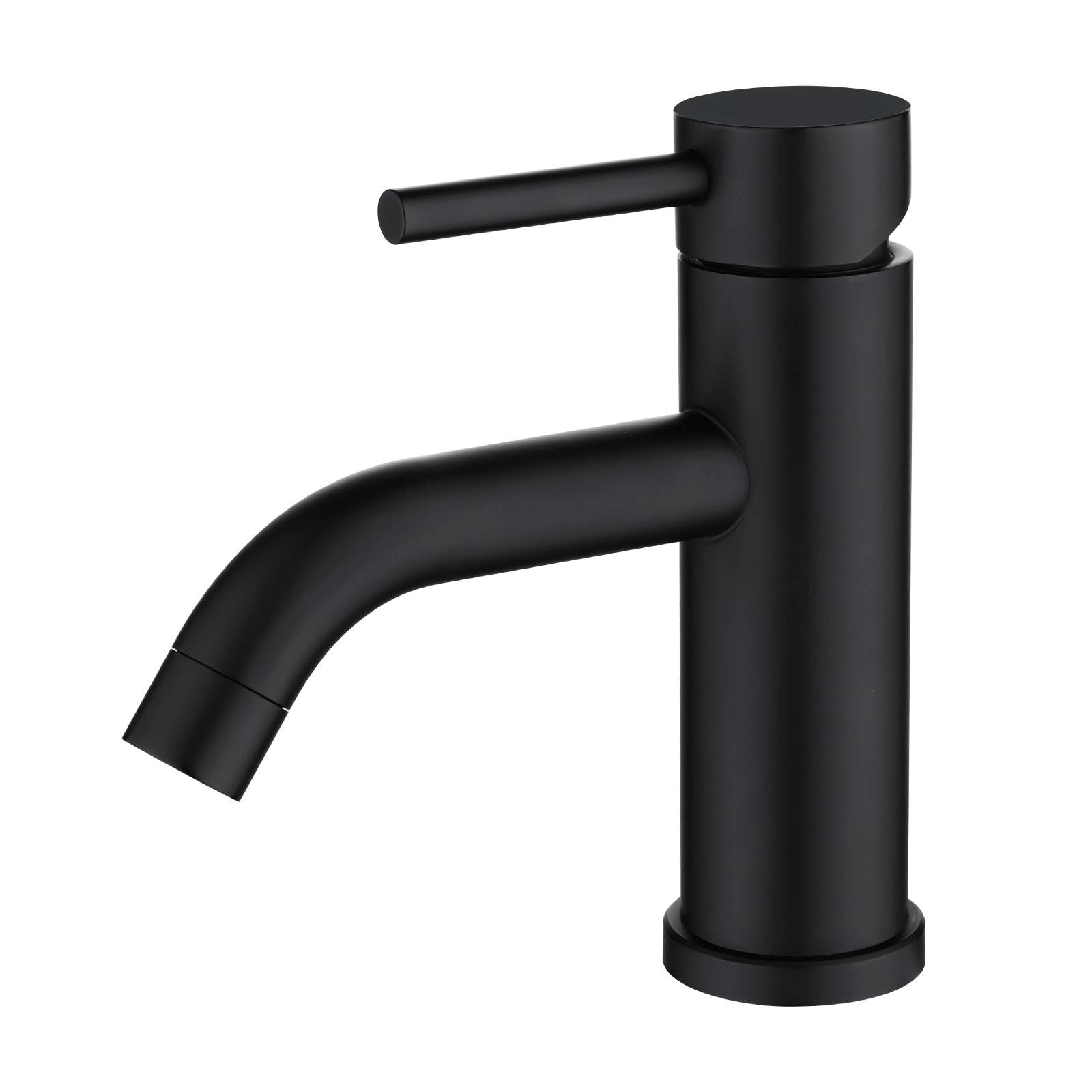 Single Handle Black Bathroom Faucet 1 Hole, Vanity Faucet with cUPC Certified Water Supply Lines, Bathroom Sink Faucet Stainless Steel Matte Black Single Hole， RV Lavatory Faucet for 1 Hole Sink