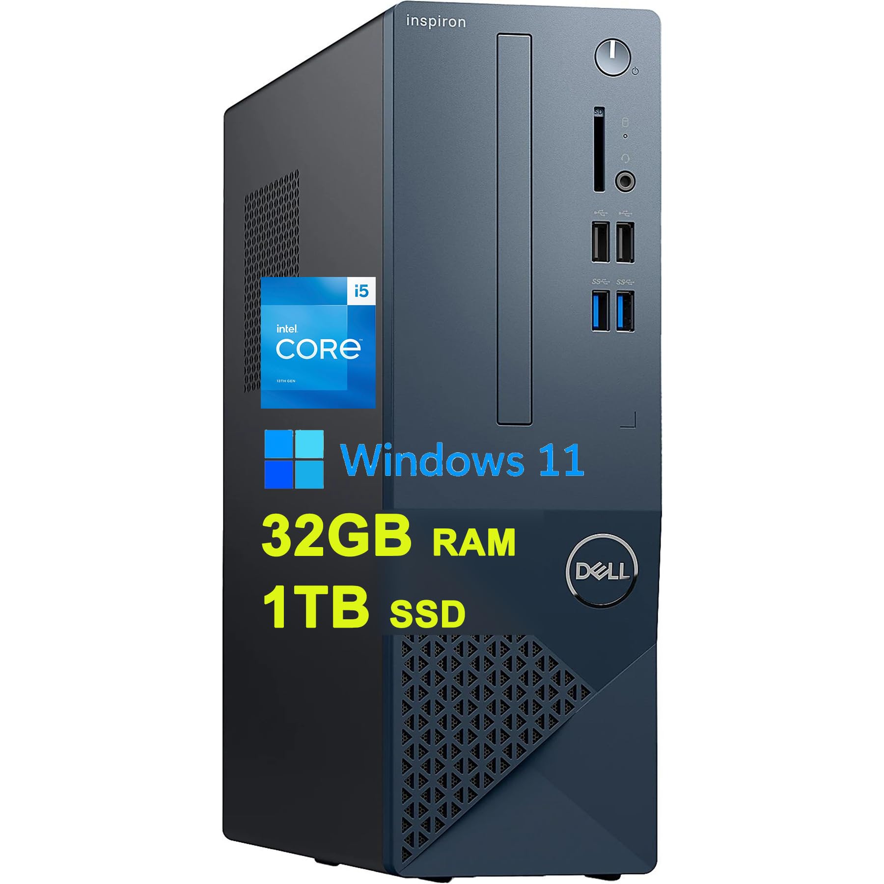 Dell Inspiron 3020S Small Business Desktop Computer 13th Generation Intel 10-core i5-13400 Processor (Beats i7-11700) 32GB RAM 1TB SSD Intel UHD Graphics 730 HDMI DisplayPort Bluetooth Win11 Black