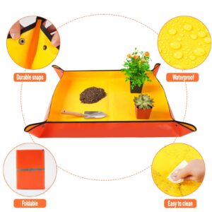 Large Repotting Mat for House Plants Transplanting Portable Potting Tray Waterproof Garden Mat Gardening Gifts for Plant Lovers (Orange 39"X31")