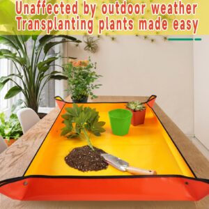 Large Repotting Mat for House Plants Transplanting Portable Potting Tray Waterproof Garden Mat Gardening Gifts for Plant Lovers (Orange 39"X31")