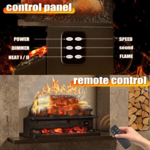 Antarctic Star 21 Inch Electric Fireplace Log Heater Remote Control Real Flame Effect Ember Bed, Overheated Protection, Adjustable Brightness, Speed, Temp and Sound Effect, Indoor Use 750W/1500W…