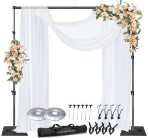 slow dolphin pipe and drape photography backdrop stand kit adjustable photo background stand 10ft x 10ft with metal base for parties weddings birthday party events photo booth