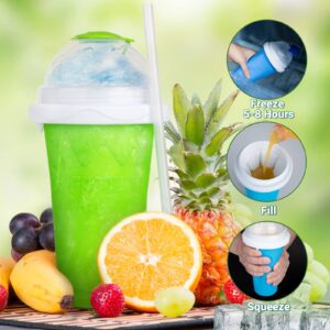 Slushie Maker Cup,FUROLD Frozen Magic Squeeze Cup Slush Cup DIY Slushies Cup Smoothies Double Layers , Homemade Slushie Machine w/ Straw and Spoon, Ice Cream Maker Cool Stuff Gifts for Kids & family