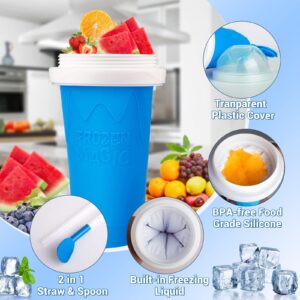 Slushie Maker Cup,FUROLD Frozen Magic Squeeze Cup Slush Cup DIY Slushies Cup Smoothies Double Layers , Homemade Slushie Machine w/ Straw and Spoon, Ice Cream Maker Cool Stuff Gifts for Kids & family