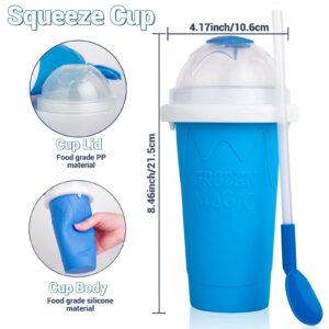 Slushie Maker Cup,FUROLD Frozen Magic Squeeze Cup Slush Cup DIY Slushies Cup Smoothies Double Layers , Homemade Slushie Machine w/ Straw and Spoon, Ice Cream Maker Cool Stuff Gifts for Kids & family