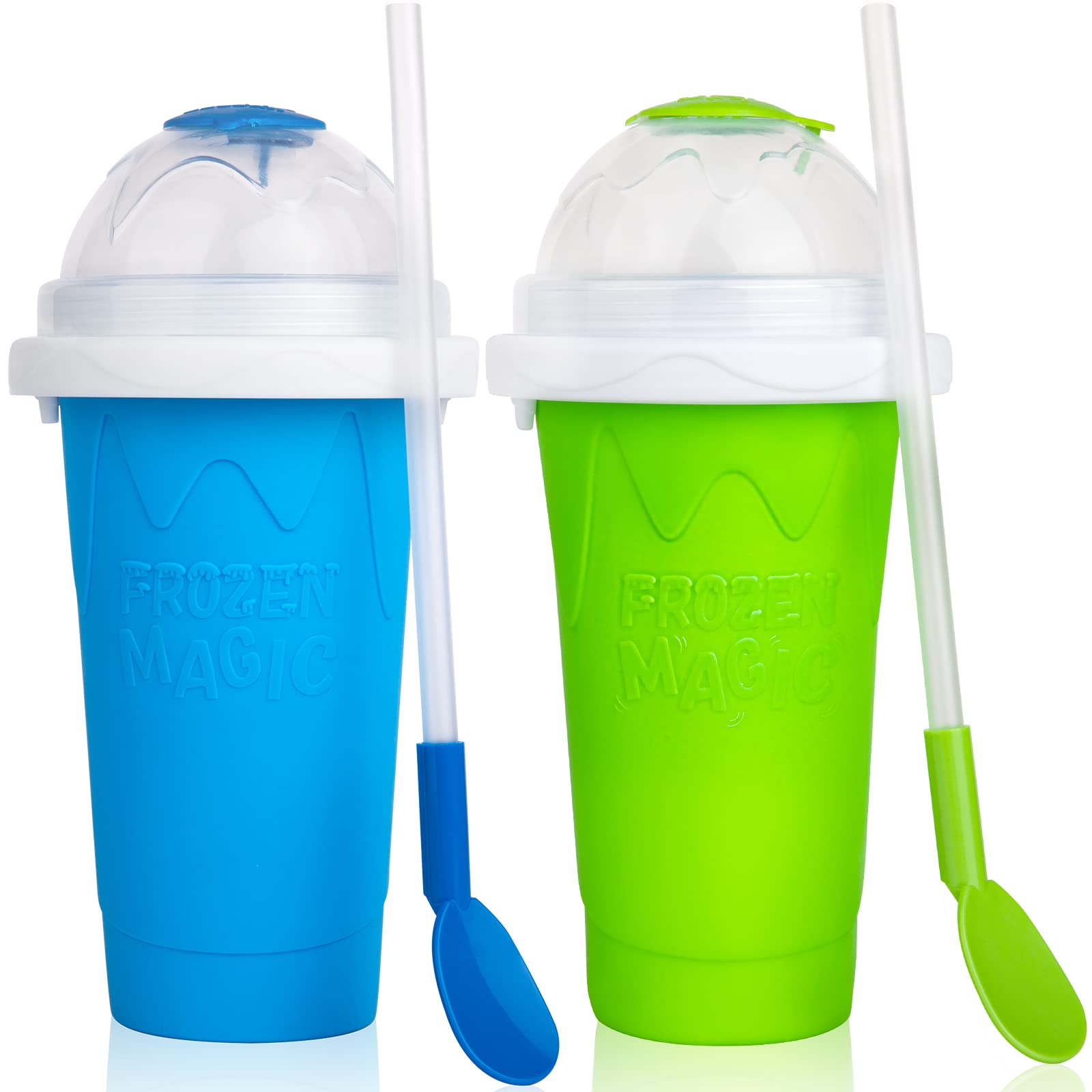 Slushie Maker Cup,FUROLD Frozen Magic Squeeze Cup Slush Cup DIY Slushies Cup Smoothies Double Layers , Homemade Slushie Machine w/ Straw and Spoon, Ice Cream Maker Cool Stuff Gifts for Kids & family