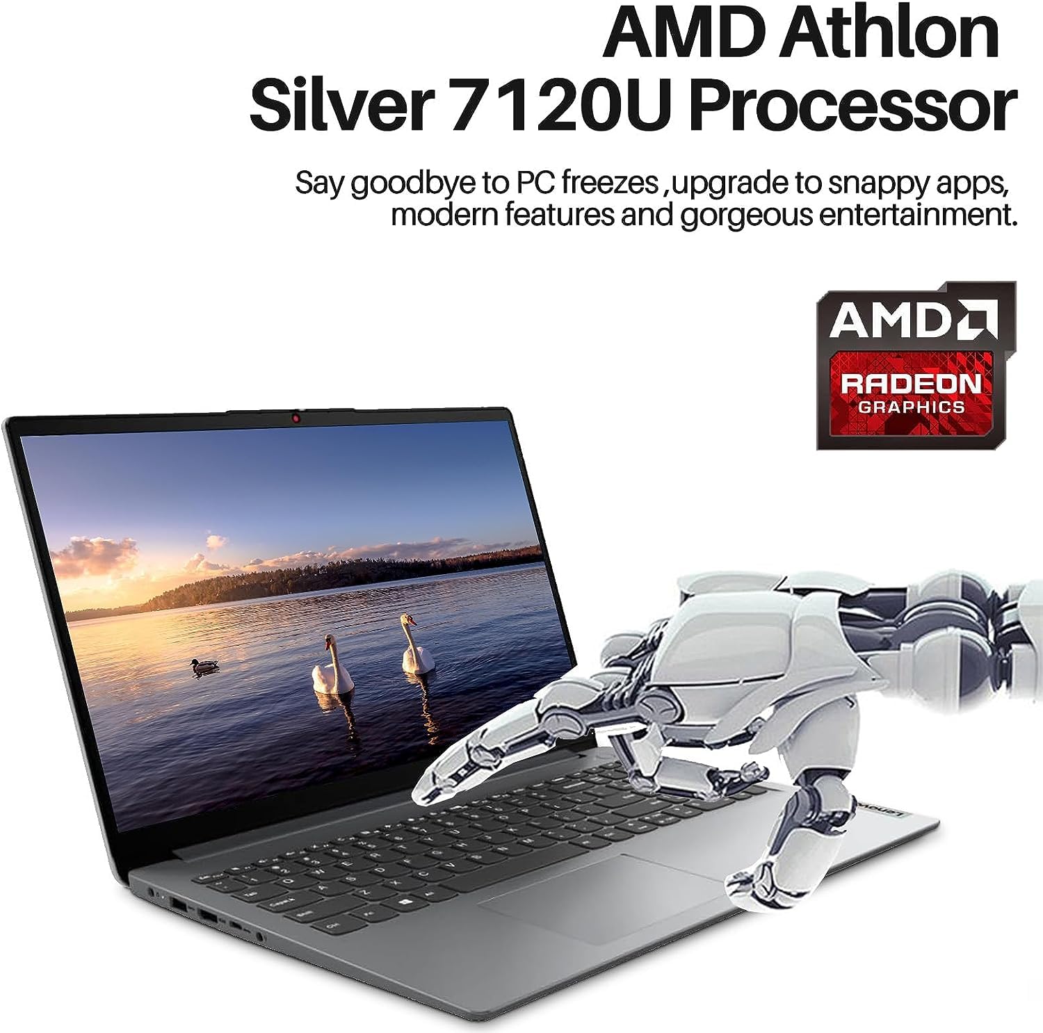 Lenovo 2023 Newest IdeaPad 1 Laptop, 15.6" Student Laptop, AMD Athlon Silver 7120U Processor, 4GB LPDDR5 RAM, 128GB SSD, AMD Radeon Graphics, Wi-Fi 6, Anti-Glare, Windows 11 Home S, Cloud Grey