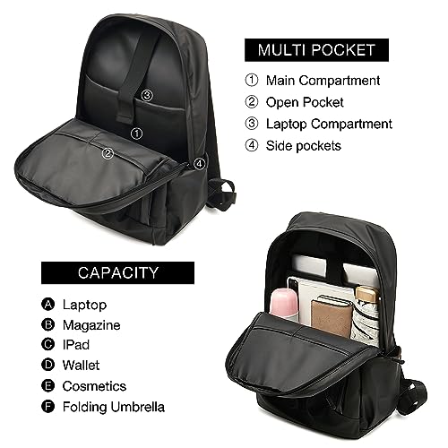 LAORENTOU Men's Laptop Backpack Canvas Backpack for Men Women Travel Backpack Bookbag Lightweight (02 Black)