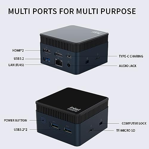 MOREFINE M6S Mini PC, 12TH Gen Alder Lake N100 (up to 3.4GHz) Mini Computer Windows 11 Pro, 12GB LPDDR5 RAM 512GB 2242 NVMe SSD, Micro PC Support Dual Display/WIFI2.4/5G/TF SD/Type-C Charging