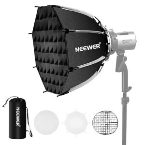 neewer 17.7"/45cm octagonal softbox bowens mount, quick folding quick set up with diffusers/honeycomb grid/bag for q4 rgb cb60 ms60b ms60c ms150b compatible with godox aputure video studio light, ns1p