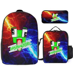 mmsekt daily game fans backpack travel backpacks with lunch bag pencil bag set 3 pcs set cartoon backpack 1