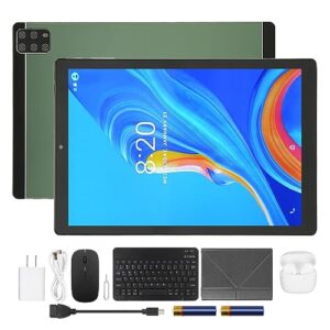 FOLOSAFENAR 2 in 1 Tablet, MT6735 Deca Core 10.1 Inch Tablet 5G WiFi 256GB Expandable with Earphones Keyboard for Work for Android 12 (US Plug)