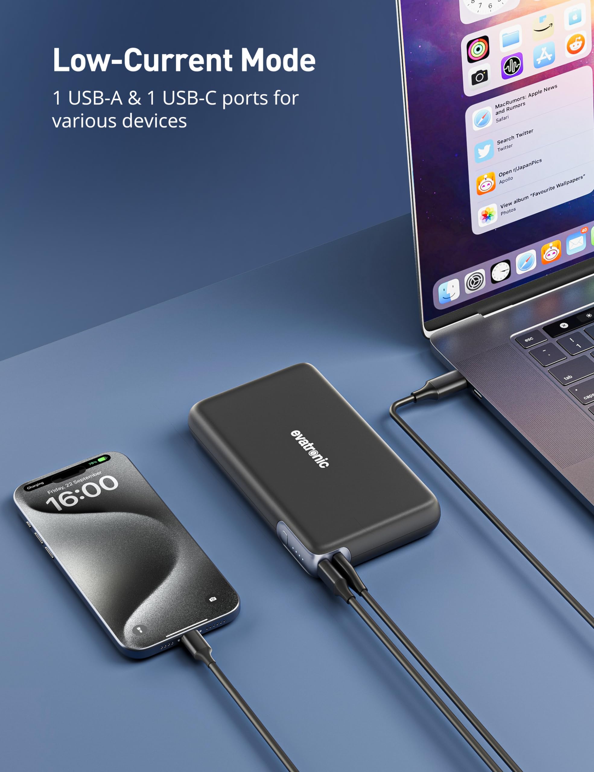 evatronic Portable Charger, 30000mAh Portable Laptop Charger 65W Fast Charging Battery Pack, USB C Power Bank for Vision Pro MacBook, Dell, iPad Pro, iPhone 15/14 Pro Max, Galaxy, Steam Deck and More