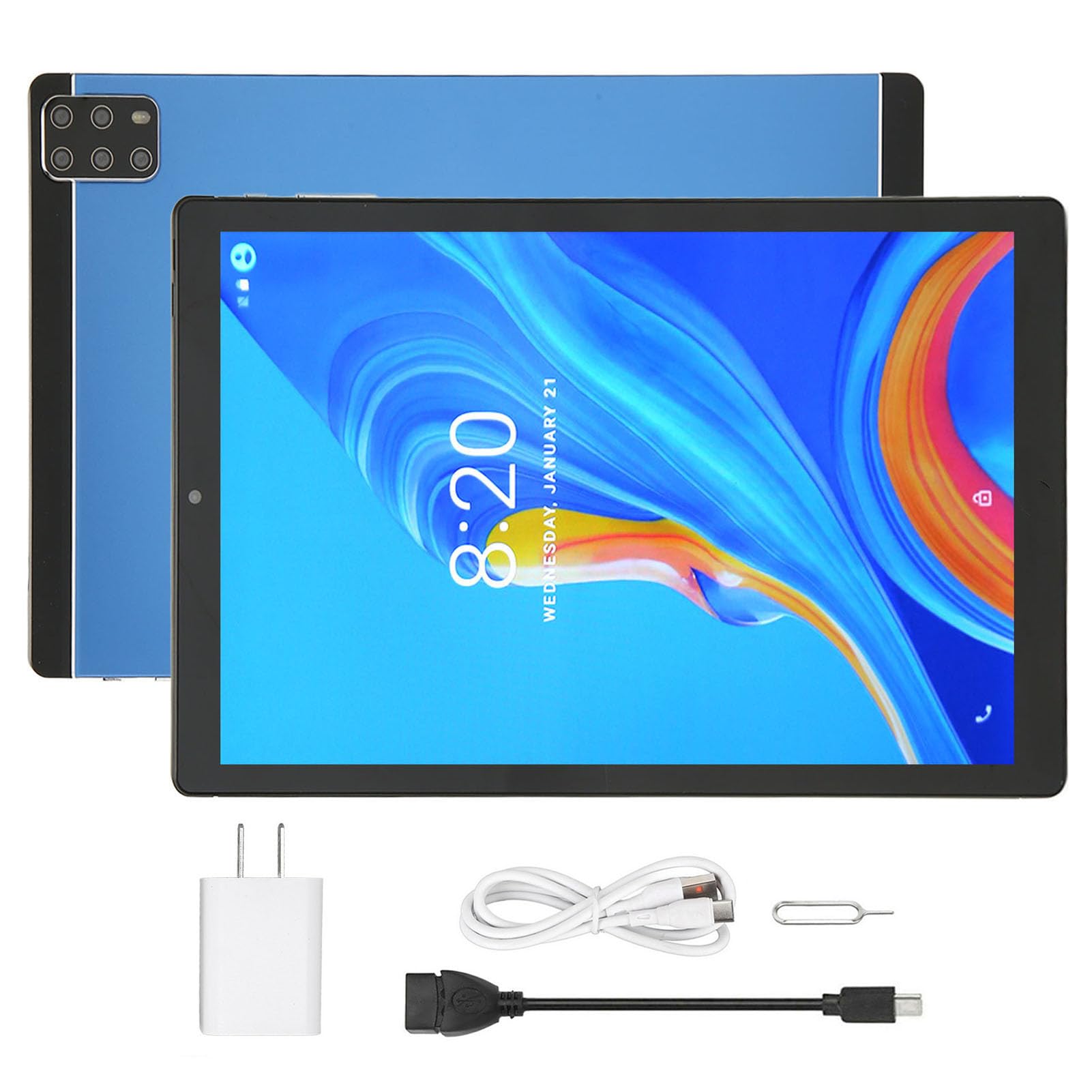 DAUERHAFT Tablet Computer, 6GB 128GB 100-240V 10.1 Inch Tablet 1960x1080 for Reading for Android 12.0 (US Plug)